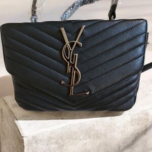Yves Saint Laurent Black Chevron Shoulder Bag
